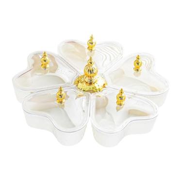 Imagem de ＫＬＫＣＭＳ Bandeja giratória dividida para servir aperitivos, travessa para petiscos com tampa, pratos para doces e nozes, ideal para e centros de mesa, Coração Branco