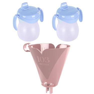 Imagem de Conjunto de 1 Suporte para Filtro de Café 103 Rosa + 2 Copo Infantil Plástico Azul 310ml