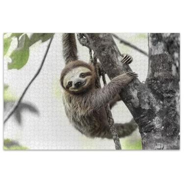 Imagem de Quebra-cabeça de preguiça fofo para adultos, 1000 peças, presentes engraçados, quebra-cabeças difíceis, decoração colorida, pintura