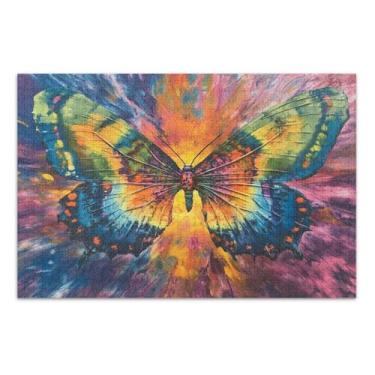Imagem de Jogos de quebra-cabeça de borboleta tie dye para adultos com letras nas costas, quebra-cabeças de 500 peças para adultos, peça grande