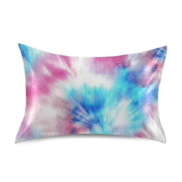Imagem de Fronhas coloridas de cetim com estampa branca azul e fresca para decoração de cama capa de travesseiro personalizada King Queen padrão fronhas tamanho padrão 66 cm x 50 cm