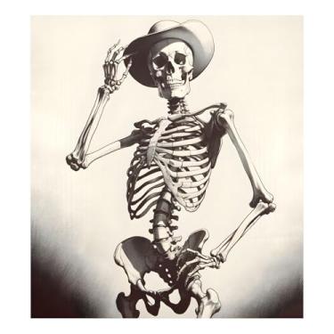 Imagem de Esqueleto com pose legal adesivo para lava-louças capa magnética reutilizável para lavadora e secadora ímãs capa decorativa 58 x 66 cm