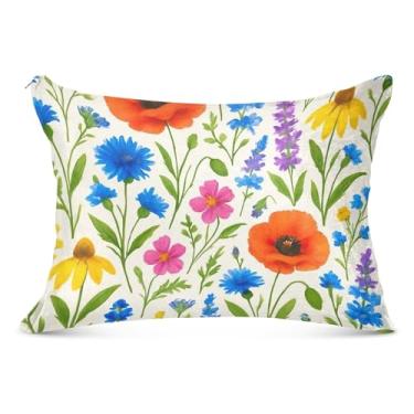 Imagem de Capas de travesseiro botânicas flores silvestres plantas bege flanela decorativa padrão king queen size capa de travesseiro de cama fofa macia, tamanho king, 50,8 cm x 101,6 cm