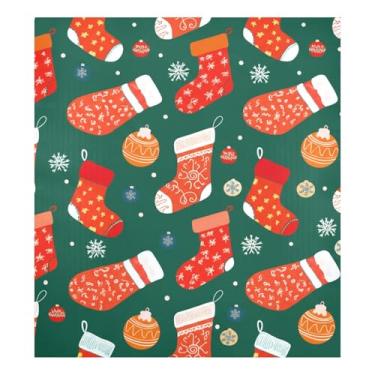 Imagem de Decalque colorido de painel de cozinha de meias de Natal, capa magnética para máquina de lavar louça, 58 cm L x 66 cm A