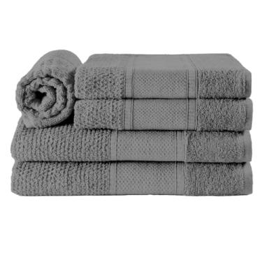 Imagem de Dianneli Jogo de Toalhas Noblesse 5 Peças, 100% Algodão, Relevo em Flocos, 400g/m², 2 Banho 70x140cm, 2 Rosto 50x80cm, 1 Piso 50x70cm (Chumbo)