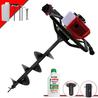 Imagem de Perfurador de Solo Polaca Cavadeira Anmax GS520-B À Gasolina 52cc 2,2HP 7.000rpm Alta Performance P/ Construção Civil + Broca 80x20cm + ÓLEO STIHL