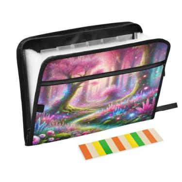 Imagem de Fantasy Wonderland Pasta de arquivo sanfonada roxa A4 tamanho carta pastas expansíveis para documentos, organizador de notas com bolsos