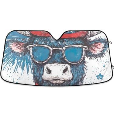 Imagem de Highland Cow American Custom Car Para-brisa Toldo Engraçado Dobrável Carros Persianas para Janelas Frontais Floral Retrátil M, 139.7 cm x 70.1 cm