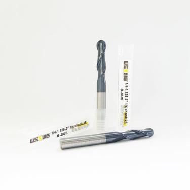 Imagem de Fresadora de topo de metal duro WEXWE Extra Long Ball Nose, 2 canais, 