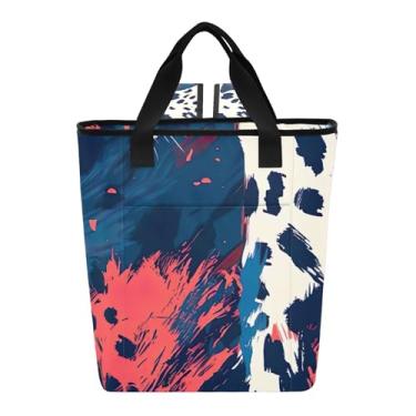 Imagem de Bolsa térmica moderna com estampa abstrata de leopardo, isolada, impermeável, 36 latas, sacola de compras para mantimentos