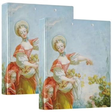 Imagem de Fichários personalizados de rococó Francois Boucher de 3,8 cm, 3 anéis, 200 folhas, caderno, anéis redondos, fichários de escritório, 31,5 x 27 x 6 cm, pacote com 2