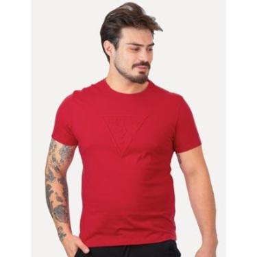 Imagem de Camiseta Guess Masculina Embossed Logo Vermelha-Masculino