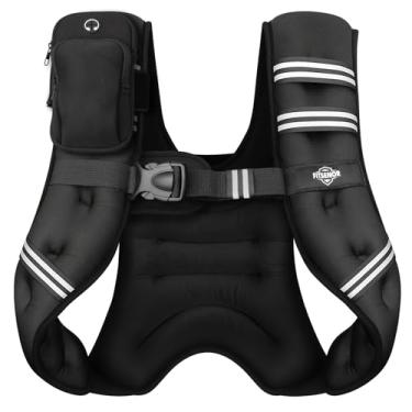 Imagem de FITSENOR Colete pesado, colete masculino com peso ajustável, coletes de corrida de 2,7 kg, mochila durável com listras refletivas para equipamentos de academia, levantamento de peso, treinamento de