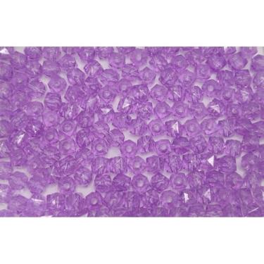 Imagem de Miçanga Cristal Acrílico 8mm Cubo Quadrado 500g Transparente para Artesanato e Bijuteria (Roxo 027)
