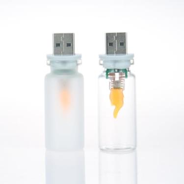 Imagem de 4 peças mini USB para atmosfera de carro, luzes noturnas de garrafa transparente e fosca, vela de controle de toque, lâmpada ambiente de chamas para decoração de veículos, festas, acampamento, quarto.