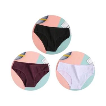 Imagem de Conjunto De 3 Calcinhas De Algodão Femininas De Cintura Baixa, Roupa Í