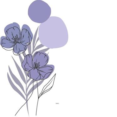 Imagem de Adesivo de Parede Floral Lavável Autocolante – Papel de Parede Decorativo Minimalista para Sala Quarto e Cozinha (Roxo,90x50)