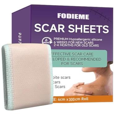Imagem de Folhas de silicone para cicatrizes (rolo de 3 m x 300 cm), fita de silicone reutilizável para cicatrizes cirúrgicas, cesariana, retração abdominal, remoção de cicatriz, remoção de protrusão de