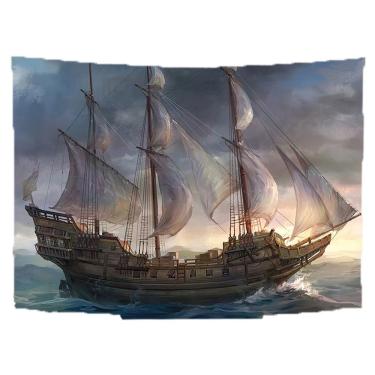 Imagem de Tapeçaria: parede de navios, 150 x 130 cm, microtecido, fibra, estética de sala