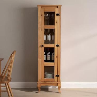 Imagem de Cristaleira Torre 1 Porta de Vidro Madeira Maciça Rústica - Repleta, M