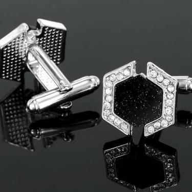 Imagem de Abotoaduras coloridas de concha design céu estrelado abotoaduras elegantes para homens mulheres acessórios ternos e camisas de negócios, one size, Metal, Sem Pedra Preciosa