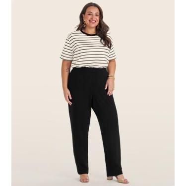 Imagem de Calça Feminina Plus Size Em Molecotton Secret Glam Preto, Plus G2, Pre