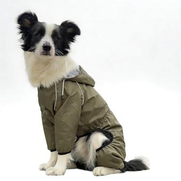 Imagem de Capa de chuva para cães com capuz, poncho de corpo inteiro impermeável para caminhadas ao ar livre, jaqueta ajustável para clima chuvoso