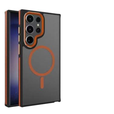 Imagem de Capa magnética fosca de luxo para celular Samsung Galaxy S22 S23 FE S24 Ultra (para S24 Plus/Laranja)