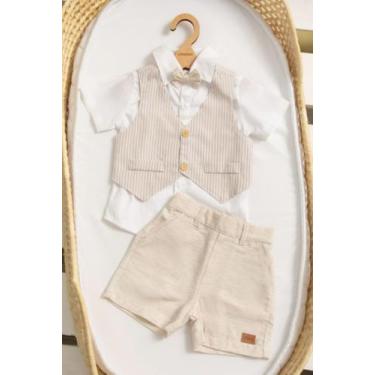 Imagem de Conjunto Luxo 4 Pçs Social Bebê Menino Verão LessaKids B9107, Azul beb
