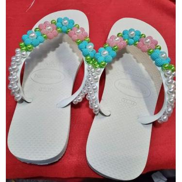 Imagem de Chinelo Bordado Havaianas Adulto Branca, 41-42