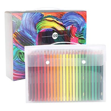Imagem de Lápis de cor solúvel em água 120 cores vibrantes Lápis de desenho de arte premium para artistas Adultos Crianças Pintura Esboço Sombreamento Madeira de pinho 6,7 polegadas 120