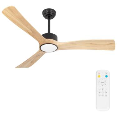 Imagem de iTni Ventilador De Teto 52 Polegadas Com Luzes, Ventiladores Downroad Controle Remoto, 3 Lâminas Madeira, Luz Regulável, 6 Velocidades, Silencioso, Para Quarto, Sala Estar, Escritório, Ambiente Inte