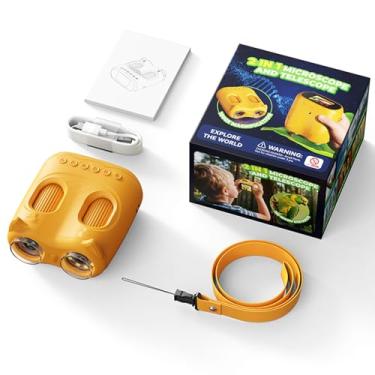 Imagem de Zhjvihx Microscópio Portátil para Crianças, Ampliação de 1000X, Tela IPS de 2 Polegadas, 8 Luzes LED, Foco Manual, Com Conexão USB para para MacOS, Brinquedo Portátil de Educação