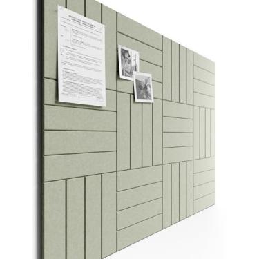 Imagem de Bumusty Quadro de cortiça grande alternativo - 47 x 35 azulejos de quadro de avisos de feltro, com 30 pinos, 70 abas adesivas, 12 painéis de parede de ripas, quadros de cortiça para escritório placa