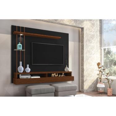 Imagem de Painel p/ TV até 55" MDF/MDP c/ Nicho, LED, Prateleira Vidro