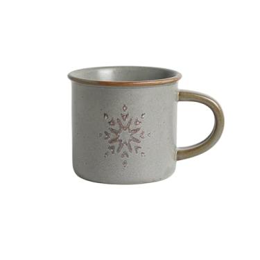 Imagem de Xícaras de café Caneca de cerâmica com padrão floco neve pintado à mão sob o esmalte vintage