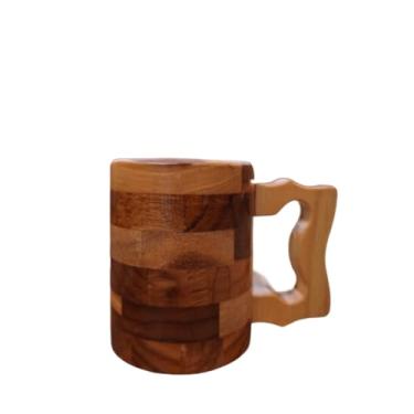 Imagem de Caneca de Cerveja de Madeira Rústica 350ml – Natural e Durável, Ideal para Churrascos, Piqueniques e Bar Rural em Casa