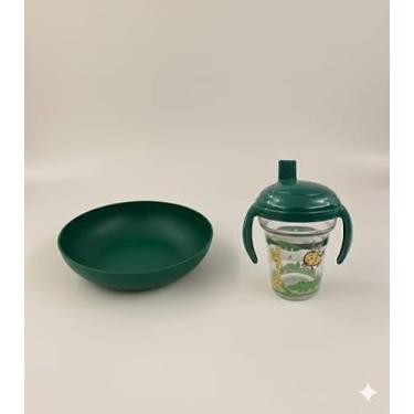 Imagem de Kit Alimentação para Bebês e Crianças,Alimentação Infantil – Prato e Copo com Bico (Verde)