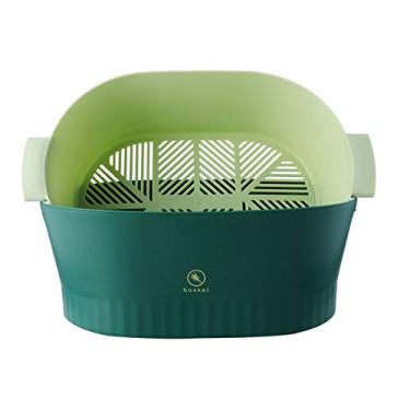Imagem de Coador de cozinha Coador Cesta Tigela De Lavar Escorredores Destacáveis ​​para Frutas Legumes Limpeza Lavagem Mistura Vermelho (Color : Green)