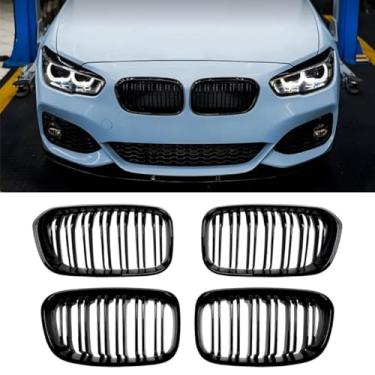 Imagem de Grade de para-choque de carro tela de insetos kit de corpo grade de corrida grade de para-choque dianteiro compatível com F20 F21 2011-2014 2015-2019 parte externa (linha dupla preta 2011-2014)