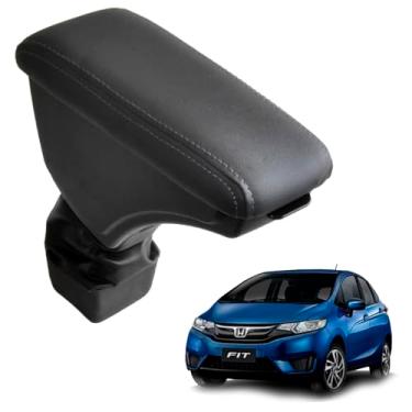 Imagem de Apoio Descanso Central Com Porta Objeto Para Honda Fit 2015 A 2021 (Grafite - Costura Grafite)