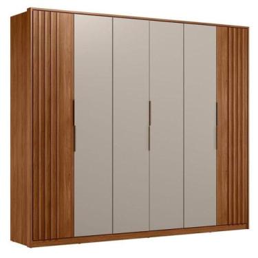 Imagem de Guarda Roupa Casal Ripado Atrice Ambiente 6 Portas Nogueira Nude Tx De