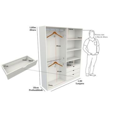Imagem de Armário Colmeia Cabideiro Duplo M4 100% Mdf Roupeiro Closet - VETORIAL
