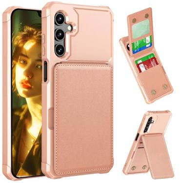 Imagem de Fofvccv Capa carteira para Samsung Galaxy S25 FE com 4 compartimentos para cartão, capa protetora flip de couro PU com fecho magnético e suporte TPU para Samsung Galaxy S25FE ZM Rose