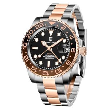 Imagem de Relógio masculino Pagani Design GMT 40 mm automático NH34 movimento bisel de cerâmica, fuso horário duplo, exibição de data, 100 m, à prova d'água, luminoso, esportivo, negócios, presentes para homens