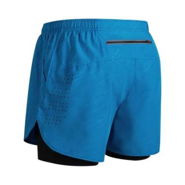 Imagem de Shorts De Corrida Masculinos Pretos 2 Em 1 Camada Dupla Para Fitness, 