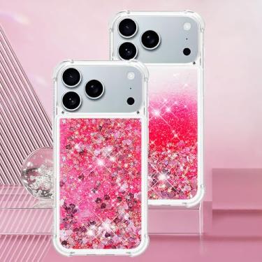 Imagem de Capa transparente com glitter e areia movediça líquida para iPhone 17 Air 16 PM 15 14 Plus 13 12 11 Pro Max 16e, capa protetora antirreflexo, YB, LS, L09, para iPhone 16 Pro Max