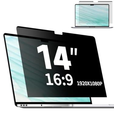 Imagem de Tela magnética de privacidade para laptop 14 polegadas 16:9, filtro de luz azul antireflexo fosco removível - escudo de privacidade de computador para protetor de laptop de 14 polegadas