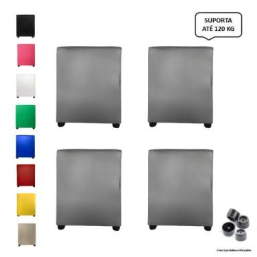 Imagem de Kit 4 puff quadrado banqueta cubo - Melhor Opção , Cinza