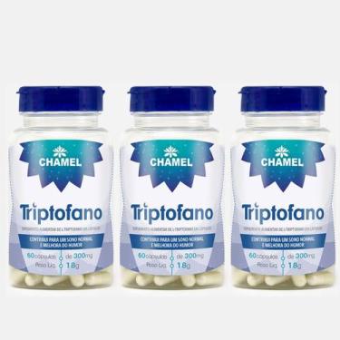 Imagem de Suplemento Alimentar Triptofano 60 Cápsulas 300 mg Chamel  Kit com 3 U